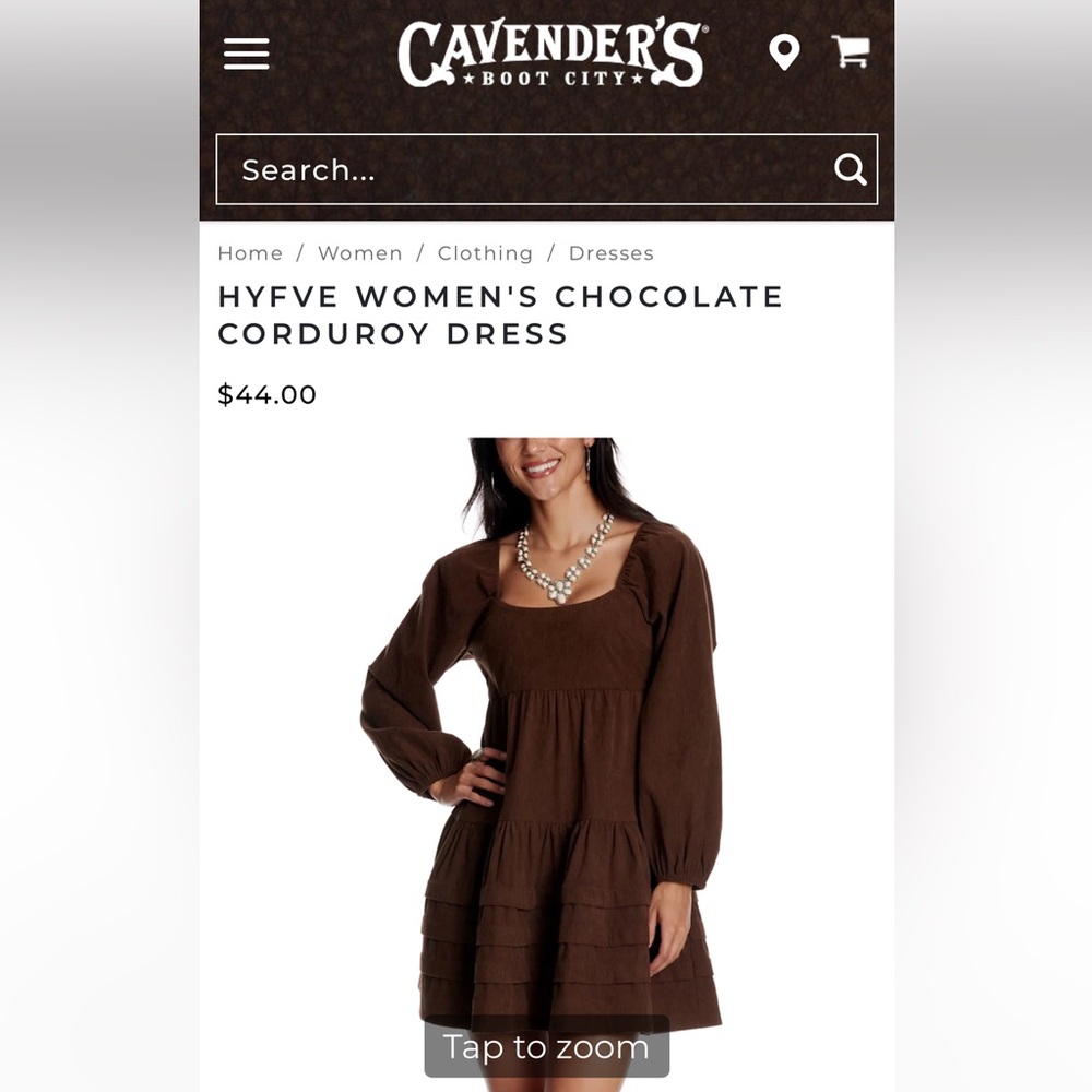 HYFVE Women's Chocolate Corduroy Dress - Medium, NWT!!